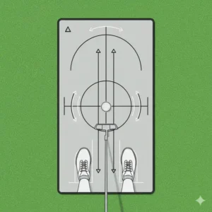Eine Draufsicht auf ein Ausrichtungs-Training für das Putten, das als Golf Putting Training Aid dient.