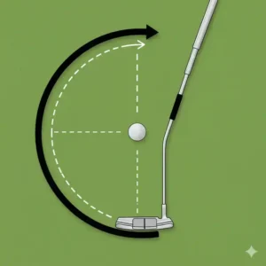 Ein Golf Putting Training Aid, das den Putter entlang eines perfekten Bogens führt.