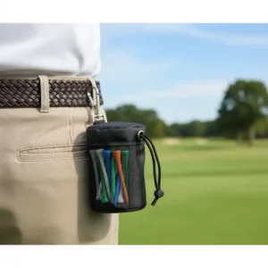 Beutel mit Gürtelclip: Eine praktische golf zubehör tasche klein für Tees und Marker.