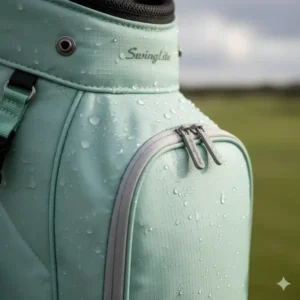 Eine leichte Golftasche Damen mit wasserdichten Reißverschlüssen, die ihre Wetterbeständigkeit demonstriert.