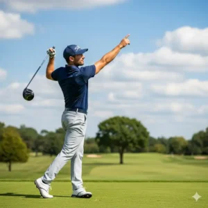 Die Endphase (Finish) des Durchschwungs nach dem Schlag mit dem Driver.