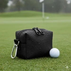 Schwarze, wasserdichte golf zubehör tasche klein für den Einsatz bei jedem Wetter.