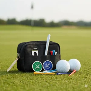 Ein Golf-Geschenkset in einer attraktiven golf zubehör tasche klein mit Pitchgabel.