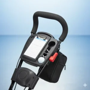 Detail des stabilen Aluminiumrahmens eines golf trolley klein leicht.