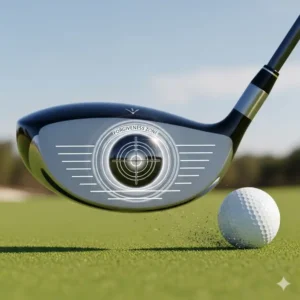 Ein Bild, das den großzügigen Sweet Spot auf der Schlagfläche eines Hybrid-Golfschlägers hervorhebt.