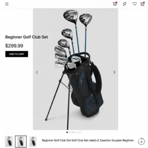 Einsteiger Golf-Set, das online auf einer Website zum kaufen angeboten wird.