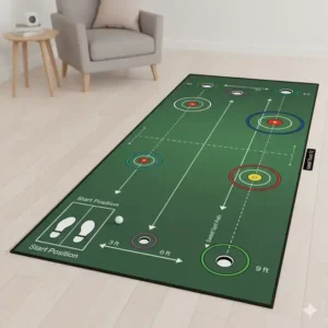 Eine Indoor-Putting-Matte, ein vielseitiges Golf Putting Training Aid für das Training zu Hause.