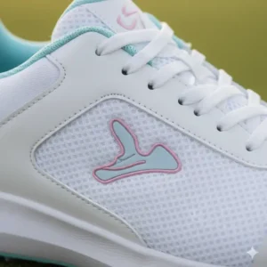 Detaillierte Ansicht der Oberfläche der leichte Golf Schuhe Damen für maximale Atmungsaktivität.