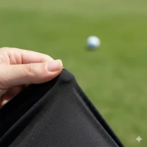 Nahaufnahme des hochelastischen Materials der stretch golf hose damen für optimalen Komfort.