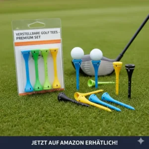 Ein Set von verstellbare golf tees amazon in verschiedenen Farben.