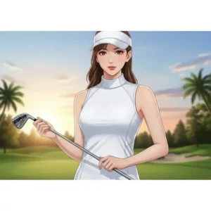 Golf Oberteile Damen modisch als ärmelloses, sportliches Tanktop in Weiß mit atmungsaktiven Mesh-Einsätzen.