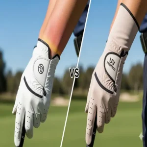 Vergleich der Hautschädigung: Effektiver UV Schutz durch spezielle Golf Handschuhe beim Training.