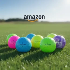 Nahaufnahme von verschiedenen Pinken und Blauen bunte golf bälle amazon.
