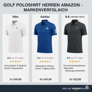 Grafischer Vergleich der beliebtesten Marken für Golf Polo Shirt Herren Amazon (z.B. Nike, Adidas, Puma).