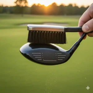 Die weiche Nylonseite der golf schläger bürste 3 in 1 für die schonende Reinigung von Hölzern und Drivern.