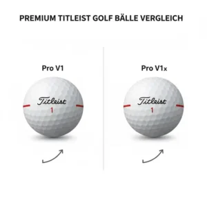 Seitenansicht des premium golf bälle titleist Pro V1 und Pro V1x zum direkten Leistungsvergleich der beiden Modelle.
