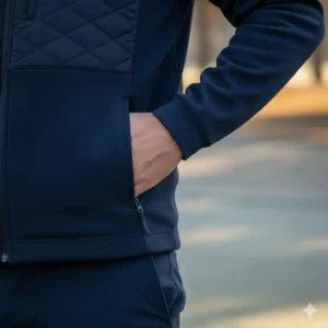 Praktische, gefütterte Reißverschlusstaschen der winter golf jacke herren zur sicheren Aufbewahrung.