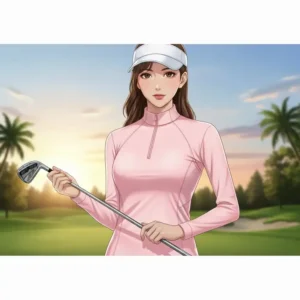 Golf Oberteile Damen modisch als Midlayer mit Quarter-Zip in hellem Pastellton, ideal für kühle Tage.