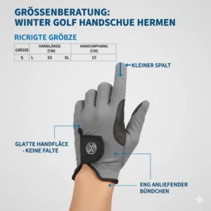 Anleitung zur richtigen größe und perfekten Passform für winter golf handschuhe herren.