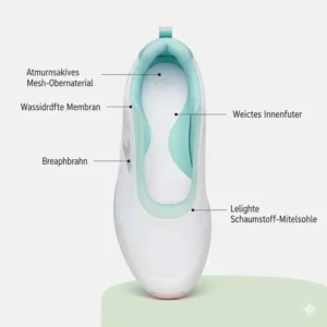 Materialstruktur der leichte Golf Schuhe Damen, die Leichtigkeit und Belüftung gewährleistet.