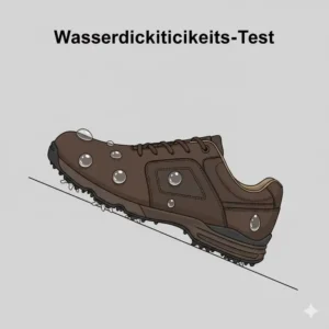Demonstration der Abperlwirkung: winter golf schuhe wasserdicht im Regenschutz-Test.