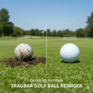 Vergleich: Schmutziger und sauberer Ball dank dem golf ball reiniger tragbar.