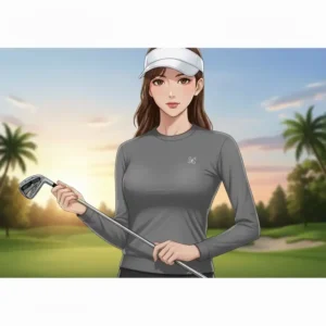 Golf Oberteile Damen modisch als schlichtes, elegantes Sweatshirt in Grau für das Clubhaus oder die Runde.