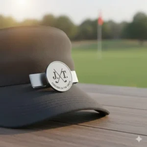 Praktischer, magnetischer golf ball marker personalisiert mit Hut-Clip-Funktion.