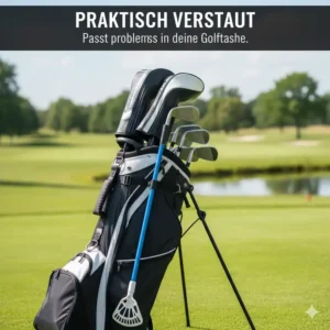 Der lange golf ball sammler günstig sicher verstaut in der Golftasche des Spielers.