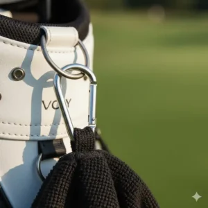 Detailansicht des stabilen Clips am golf handtuch mit clip.