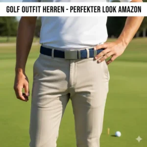 Nahaufnahme eines golf gürtel herren amazon, der das Golf-Outfit aufwertet.