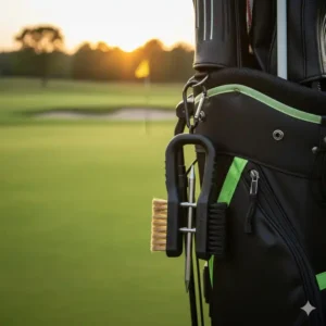 Die praktische Befestigung der golf schläger bürste 3 in 1 mit dem einziehbaren Seil am Golf-Bag.