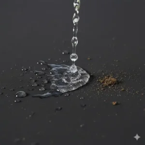 Die wasserabweisende Oberfläche der stretch golf hose damen bei leichtem Regen.