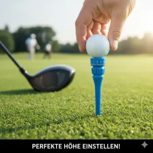 Hand stellt die Höhe eines verstellbare golf tees amazon ein.