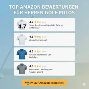 Darstellung von Top Amazon Kundenbewertungen (Sterne) für ein Golf Polo Shirt Herren.