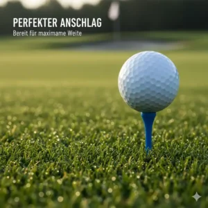 Golfball liegt auf einem der golf tees plastik langlebig bereit zum Abschlag.
