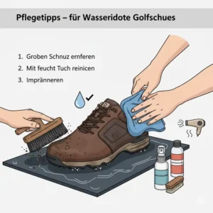 Anleitung zur Pflege von winter golf schuhe wasserdicht nach dem Spiel im Matsch.