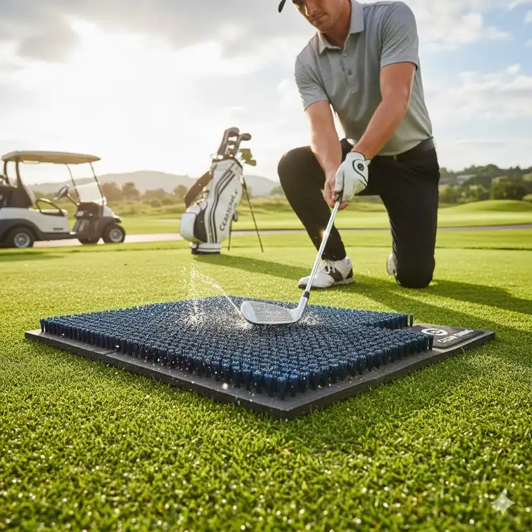 Die kompakte golf schläger reinigungsmatte für eine gründliche und schnelle Reinigung auf dem Platz.