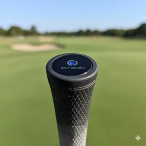 Nahaufnahme des Golfsensors an der Griffkappe zur Schlagverfolgung.