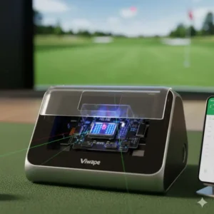 Nahaufnahme der hochpräzisen Sensoreinheit des Golf Putting Trainer mit Sensor zur genauen Erfassung der Schlagdaten.
