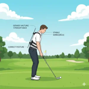 Die korrekte Startposition für den Einsatz des golf schwung trainer geradehaltung, die die gerade Haltung vor dem Schwung zeigt.