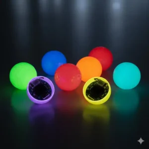 Verschiedene Arten von LED-Bällen, die für das leuchtende golfbälle nachtspiel verwendet werden.