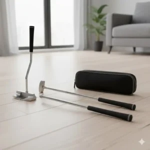 Zerlegter dreiteiliger mini golf putter indoor für einfachen Transport und platzsparende Lagerung.