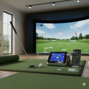 Grafische Darstellung der optimalen Putt-Linie, analysiert durch den Golf Putting Trainer mit Sensor.