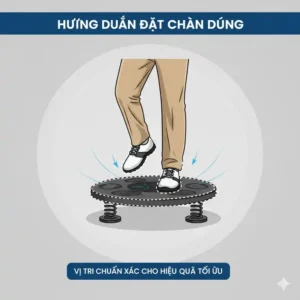 Illustration der korrekten Fußplatzierung auf dem Golf Balance Trainer Tool.