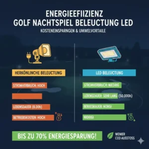 Grafik zur Energieeffizienz und Kosteneinsparung durch golf nachtspiel beleuchtung led im Vergleich.