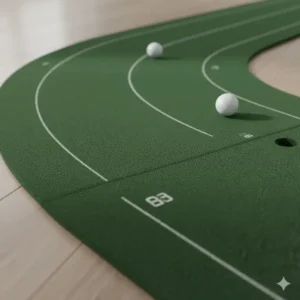 Hochwertige Materialstruktur der golf putting matte gebogen, die echtes Grün simuliert.