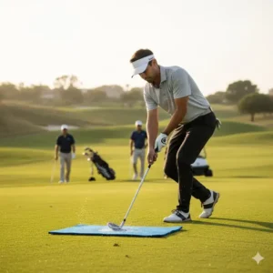 Einfache Handhabung der golf schläger reinigungsmatte durch den Golfer während der Runde.