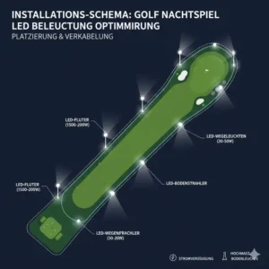 Installationsschema für die optimale Platzierung der golf nachtspiel beleuchtung led Systeme.