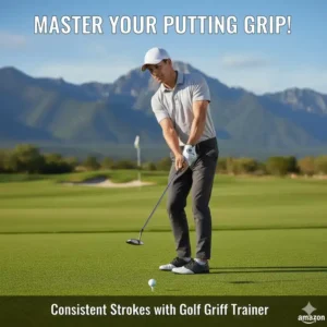 Nutzung des Golf-Griff-Trainer zur Verbesserung des Put-Griffs und des Put-Schlages.